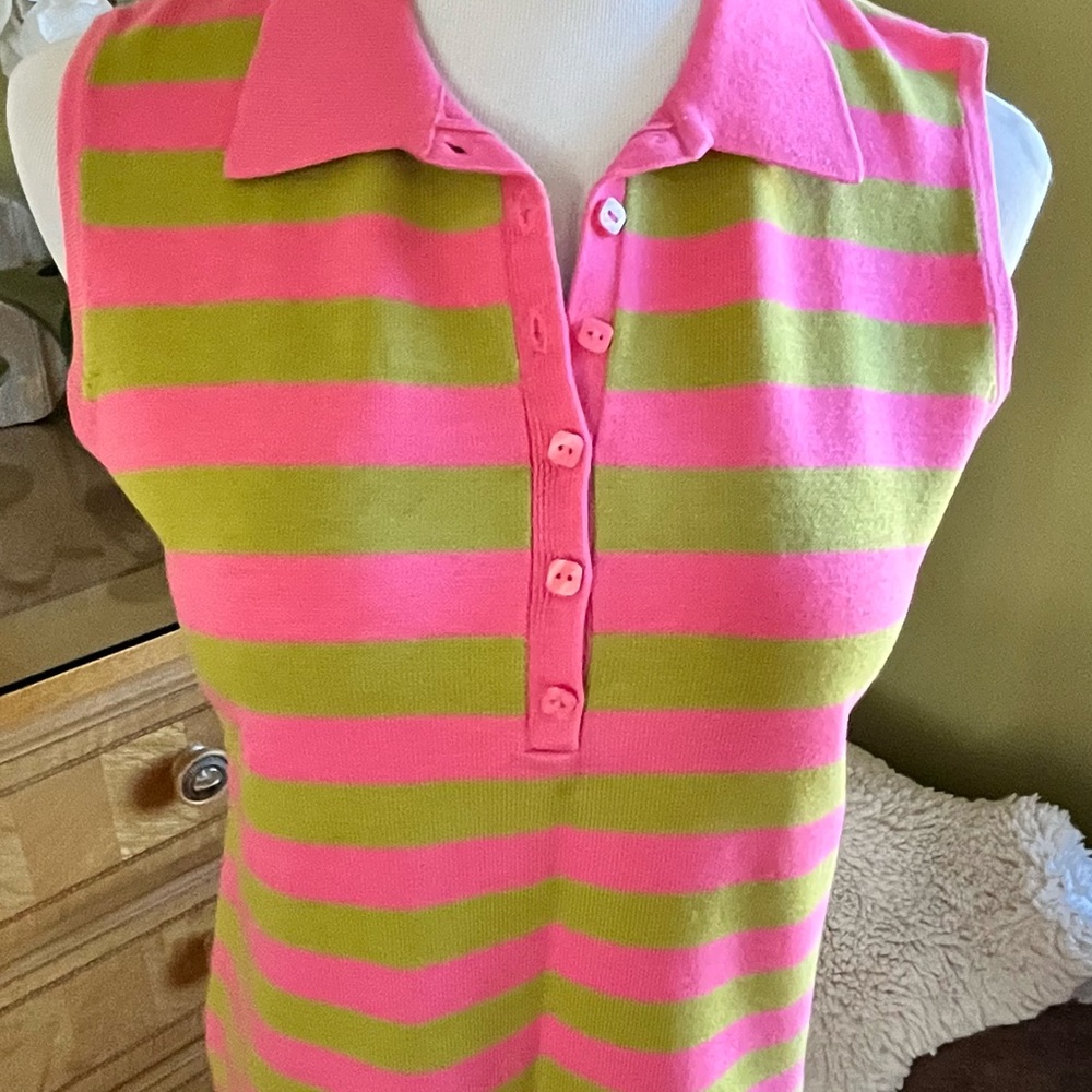 Jones New York Pink and Green Striped Knit